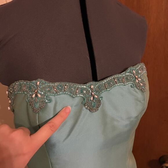 Reem Acra silk taffeta gown green - Picture 4 of 10